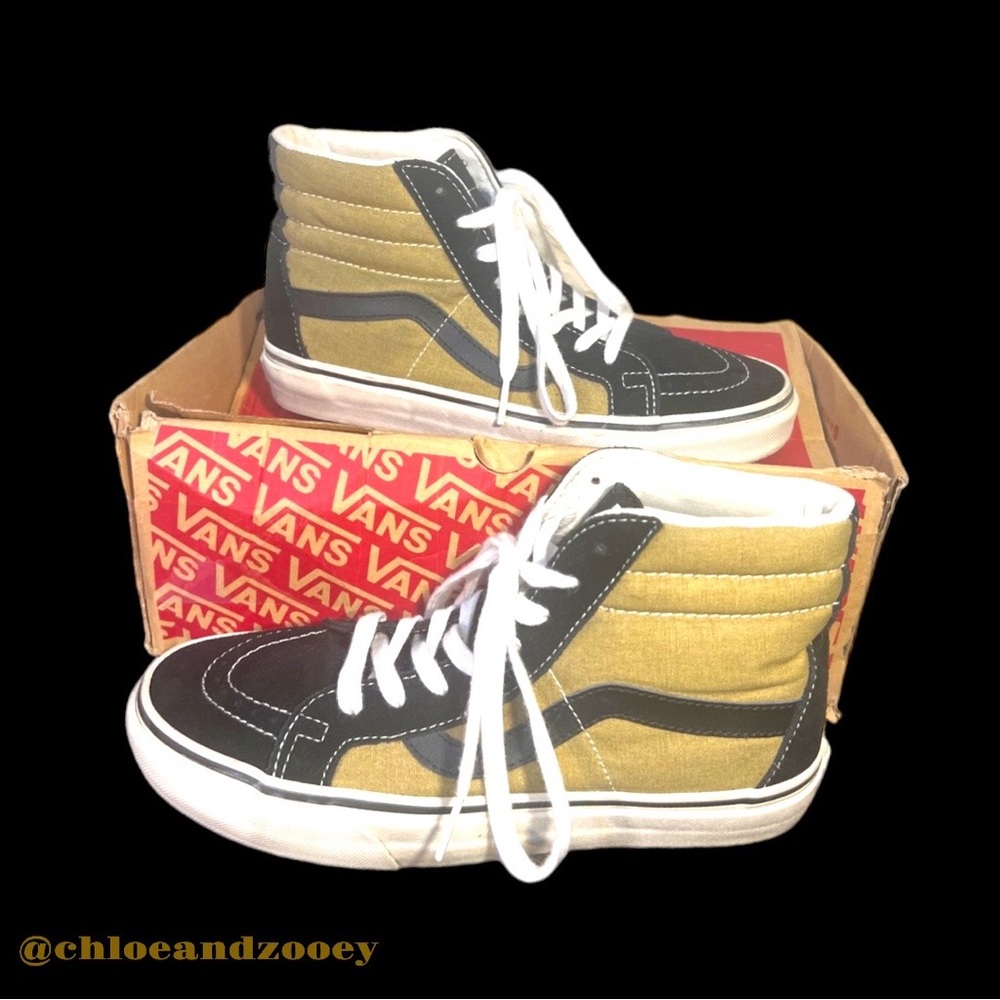 VANS SK8-HI Reissue (Vintage) Black/Olive Suede Women Sz 8 / Men Sz 6.5 - Picture 2 of 9
